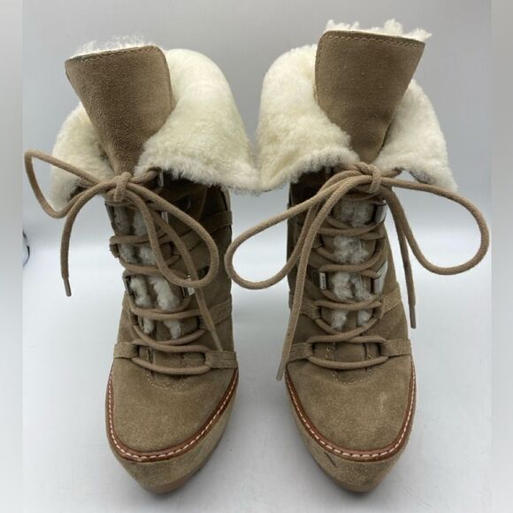 Coach Sydney Platform Heels Suede Boots Shearling Lined Size 5,5B - Picture 2 of 14